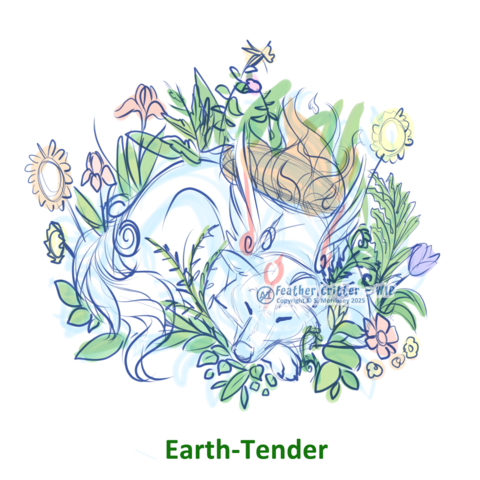 A sketch of Amaterasu from Okami napping with flowers and plants growing around her