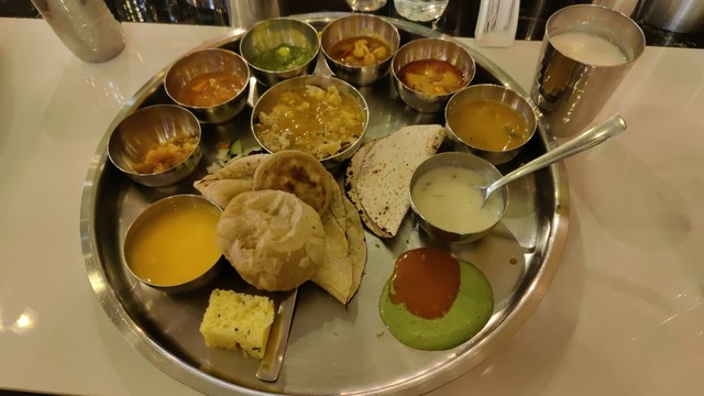 A plate with a lot of dishes