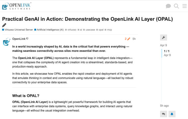 Snippet from post about OpenLink AI Layer use case.