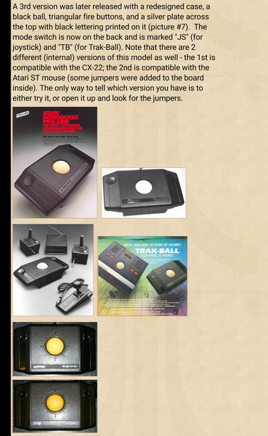 Screenshot with images and text about unreleased trackballs.