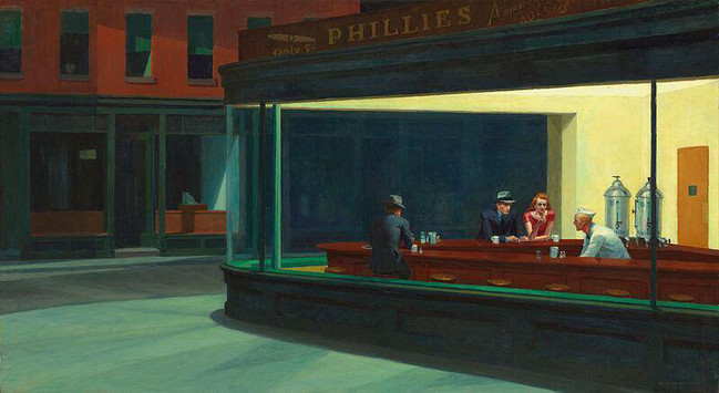 Edward Hopper’s 1942 painting ‘Nighthawks’ of a late night cafe diner