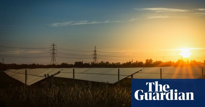 a solar plant in countryside somewhere, at dawn or sunset

Photograph: Chris McLoughlin/Getty Images