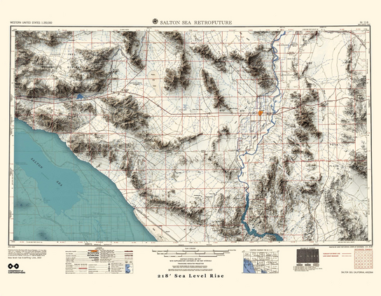 A retrofuture map of Salton Sea—a 1950 USGS quad with 66m sea level rise.