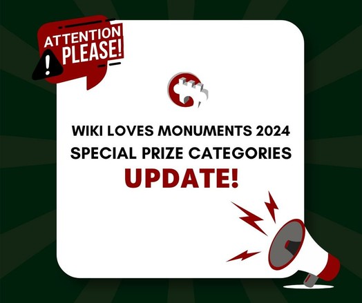 WLM announcement image, with a white and black background and an  announcement icon