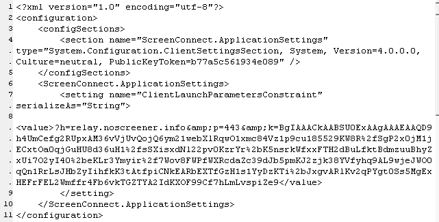 The system.config contents include the C2 domain and a base64-encoded value labeled "k=" -- a key, perhaps?
