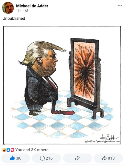 one asshole (donald trump) looking himself in a mirror
