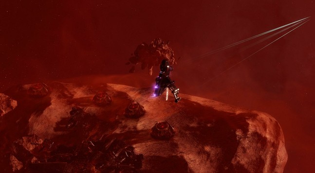 A helios flying through a site in EVE Online