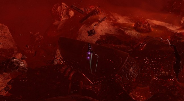 A helios flying thriugh a site in eve online