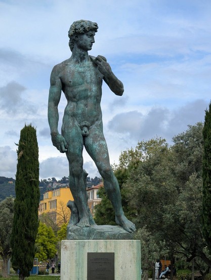 Replica statue of david in the city park