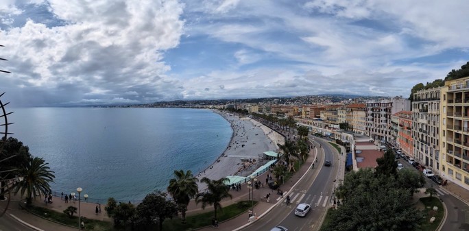 Panoramic view from part way up the hill