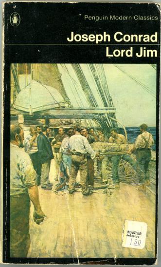 Top Banner:  Penguin Logo 
 Penguin Modern Classics
Joseph Conrad 
Lord Jim
The rest of the cover features a portion of the painting, The Burial at Sea, 1890 by Frank William Brangwyn