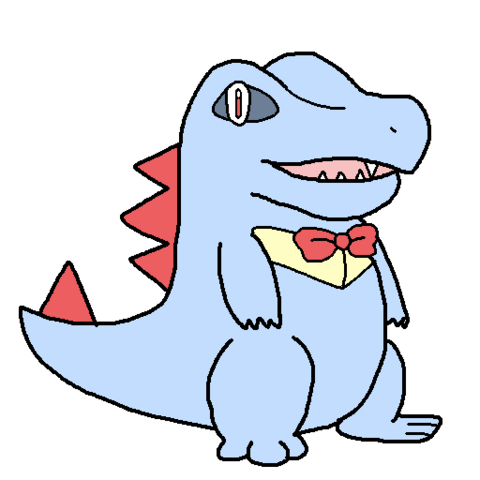 Totodile wearing a red tie
