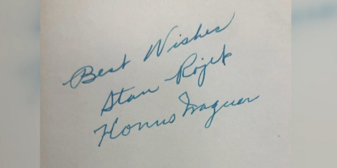 Man finds rare autograph in thrifted 1948 book