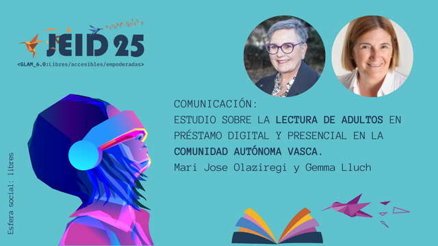tarjeta con el título de la comunicación y la foto y nombres de las dos autoras