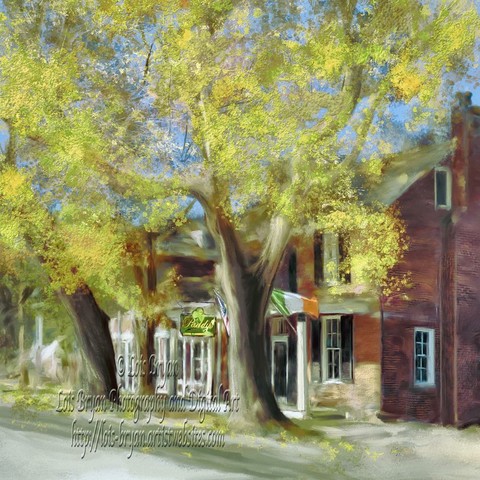 "Early Morning Early Spring" ... my latest ... A street scene in beautiful #CharlesTown #WestVirginia captures a row of red brick buildings partially obscured by lush trees with light green and golden leaves. Soft morning sunlight filters through the foliage, casting dappled shadows on the buildings and highlighting the entrance to #PaddysIrishPub, a favorite local watering hole.  I digitally hand painted this image in #CorelPainter using my own photo as a starting point (not from stock or public domain) ... no Ai programs used.  

At my website as wall art options, tote bags, coffee mugs, puzzles and lots more:  https://lois-bryan.pixels.com/featured/early-morning-early-spring-lois-bryan.html

And at #FineArtAmerica:  https://fineartamerica.com/featured/early-morning-early-spring-lois-bryan.html

#art #buyintoart #ayearforart #spring #morning #LoisBryan #Paddys #pub #IrishPub