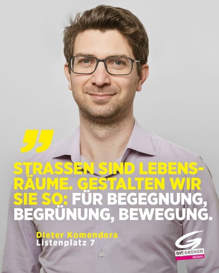 Mein Portrait Foto mit einem Zitat von mir: Straßen sind Lebensräume. Gestalten wir sie so. Für Begegnung, Begrünung und Bewegung.