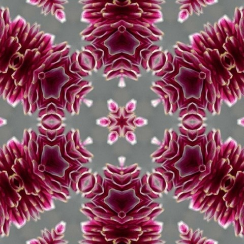 abstract pattern six fold symmetry in pinks grey and white