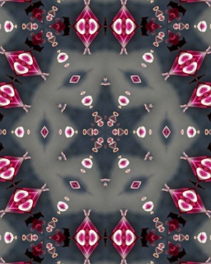 abstract pattern six fold symmetry greys and pinks and white. Just decorative no meaning.