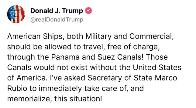 Trump about Suez and Panama canal