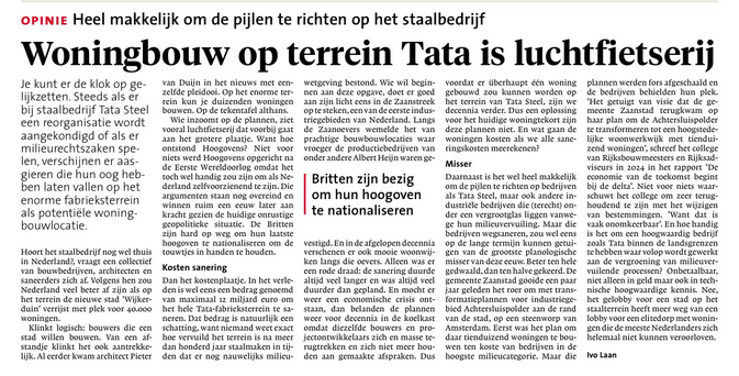 Woningbouw op terrein Tata is luchtfietserij
