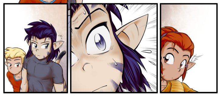 sequence from my webcomic Katran.
Reju noticed something and is shocked by what he discovered.
Nirrod in return notice Reju's reaction and wonders what could it be.