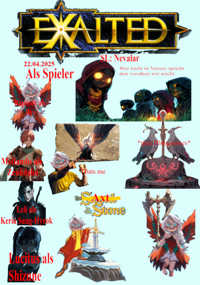 Kollage zu meiner Exalted Runde vom 22.4.25
