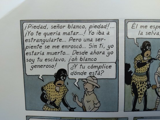 El jefe de la tribu termina agradeciendo a tintin perdonarle la vida. Y le dice ser su esclavo