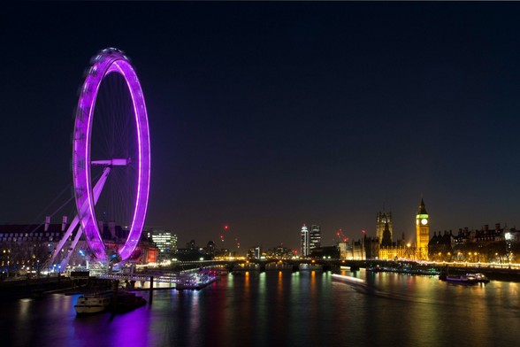 time lapse photo of the Thames, the London Eye ferris wheel, Parliament and Big Ben
