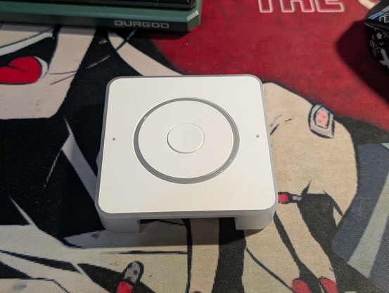 Home Assistant Voice Preview device on my table.