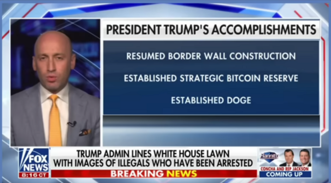 Trump's greatest accomplishments in his first 100 days?

1. Resumed construction of the Border Wall (that Mexico STILL isn't paying for.)

2. Established a Strategic Bitcoin Reserve (a nationally run Ponzi scheme that goes directly into Trump's pocket.)

3. Created DOGE (a slash & burn agency that is costing more money than it saves.)