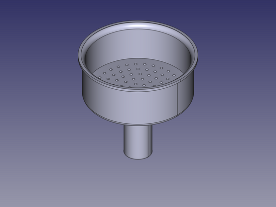 A screenshot from FreeCAD, showing the funnel.