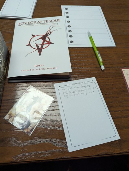 Rulebook and conclusions sheet