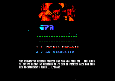 Screenshot of "The Vindicator" - Crack and Trainer: Two Mag - Published by Imagine Software on Amstrad CPC (1988)