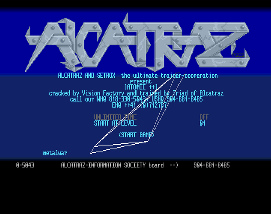 Screenshot of "Atomix" - Crack: Vision Factory (VF) - Trainer (+2): ATZ - Setrox - Published by Thalion on Commodore Amiga (1990)