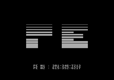 Screenshot of "3-D Skramble" - Crack: Cyborg Power Systems + Public Enemy - Published by Livewire on Commodore 64 (1984)