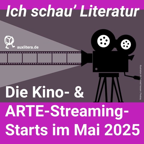Illustration: ein stilisiertes Filmvorführgerät, aus der ein Film-Streifen kommt.