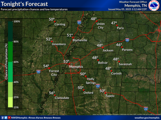 Mostly clear and cool tonight. Patchy fog toward sunrise. Lows in the upper 40s to mid 50s.