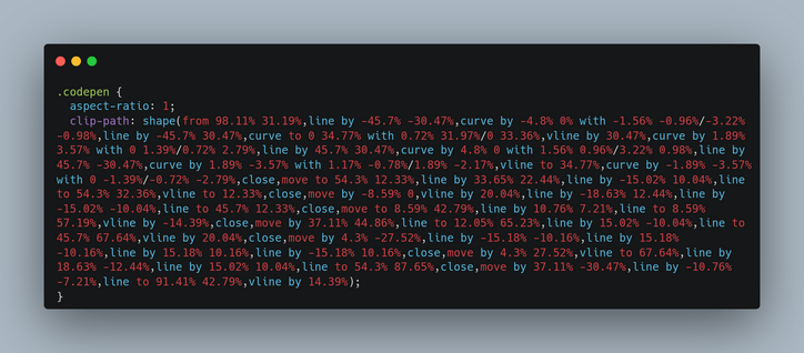 A CSS code that creates the Codepen logo.