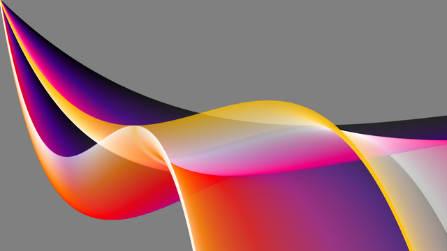 Here 1024 individual cubic polynomials were drawn. Abstract artwork in shades of yellow, orange, purple, blue, black, and white, two waves coming out from the top left corner.