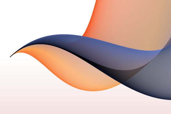 Here 1024 individual cubic polynomials were drawn. Artwork resembling a bluebird. Black, blue and orange shades.