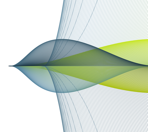 Here 512 individual cubic polynomials were drawn. Artwork resembling a flying fish, colours blue and green.