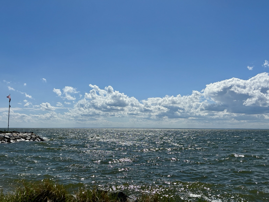 Chesapeake bay with puffy white clouds