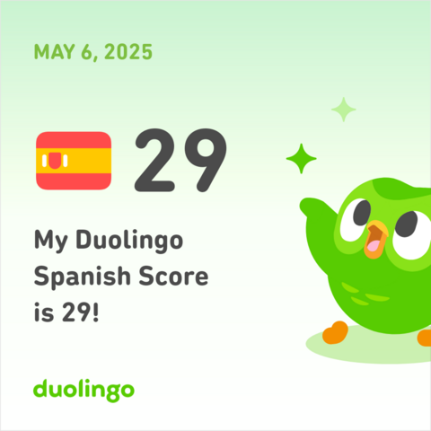 My Duolingo Spanish Score is 29!