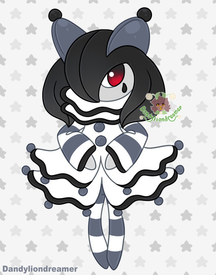 the pokemon kirlia redesigned to look like a mime!

her head hair is colored black, her fins are colored a dark grey with black pompoms on them, her face is a light grey with a single black tear on the right side. her eyes are red

there are 2 white neckfrills with black rims, her dress is white with sleeves that are striped grey and white with black rims, there are 2 dark grey pompoms down the middle and at the ends rims of the dress are more pompoms

her legs are striped grey and white

The Alt text is Done Now!

Extra Tags:
 #artistonbsky #artistsonbluesky #artshare #artsky #ocsk #ocart #promosky #promo #artmutuals #artmoots #moots #mutuals #artist #artwork #digitalart #digitaldrawing #digitalillustration #illustration #humanartist #humanmadeart #humanart #sfwart #sfw #smallartist #smallbusiness #queerartist #lgbtartist #clipstudiopaint #supportartists #noai #antiai