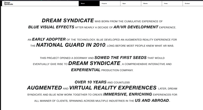 DREAM SYNDICATE was born from the cumulative experience of BLUE VISUAL EFFECTS
