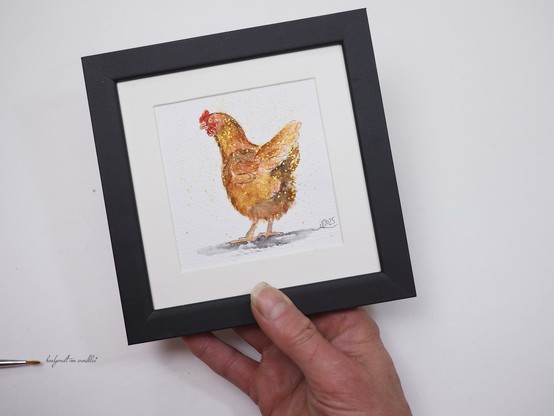 gerahmte handgemalte Illustration Huhn