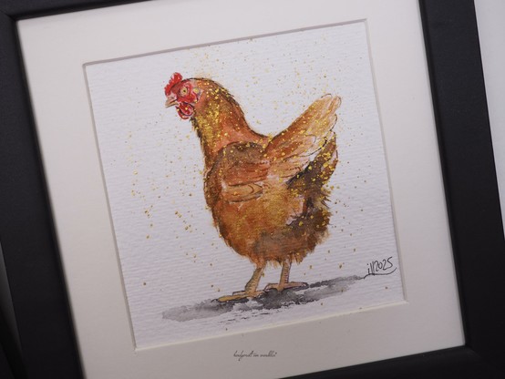 gerahmte handgemalte Illustration Huhn