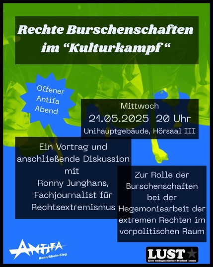 Offener Antifa-Abend: Rechte Burschenschaften im "Kulturkampf"