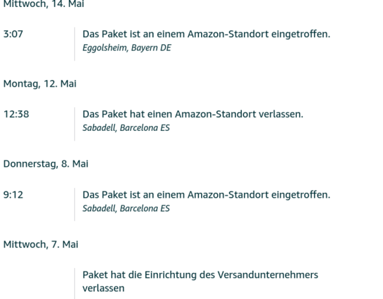 Screenshot Paket-Verfolgung