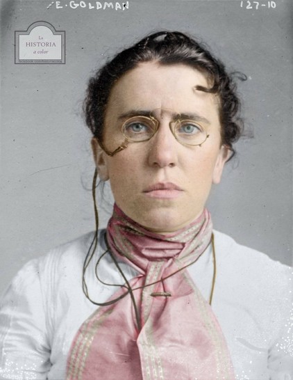 Porträt Emma Goldman, nachträglich koloriert; Quelle: La Historia a Color